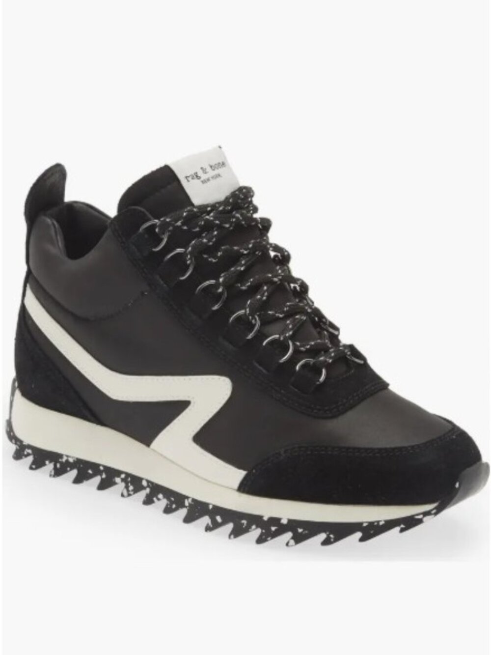 Rag & Bone Retro Hiker Mid Top Sneaker, Black, Size 38